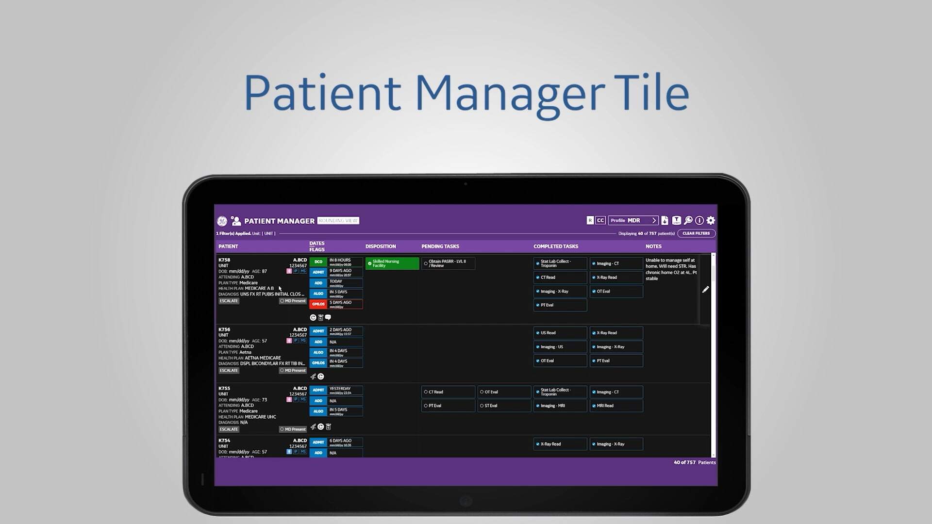 Patient Manager Tile Overview